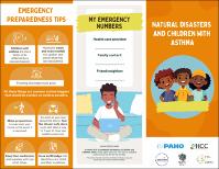 Orange coloured brochure titled Natural disasters and children with asthma