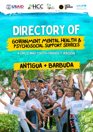 Cover of a document with picture of young people with the text Directory of Government Mental Health & Psychosocial Support Services written on a yellow banner
