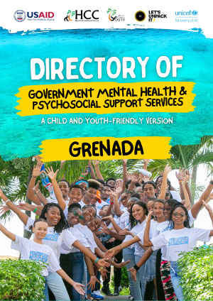 Cover of a document with picture of young people with the text Directory of Government Mental Health & Psychosocial Support Services written on a yellow banner