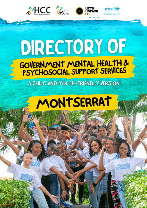 Cover of a document with picture of young people with the text Directory of Government Mental Health & Psychosocial Support Services written on a yellow banner