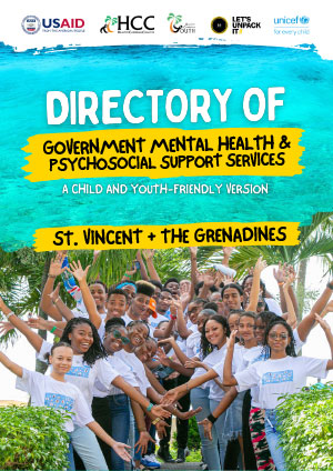 Cover of a document with picture of young people with the text Directory of Government Mental Health & Psychosocial Support Services written on a yellow banner