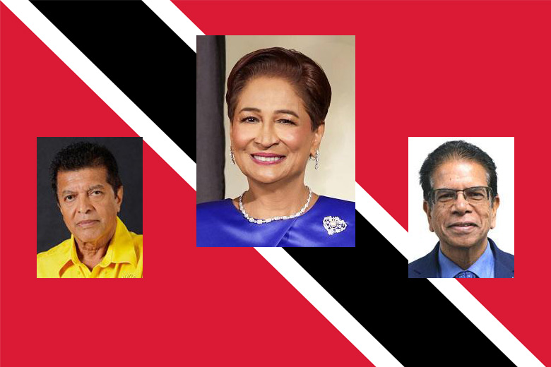 3 pictures displayed on the Trinidad and Tobago flag which is red with a black diagonal line with a white border