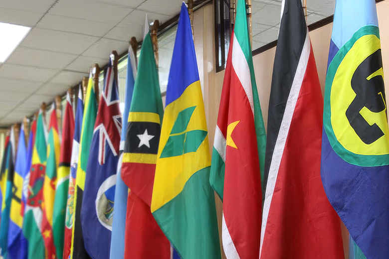 CARICOM Flags on poles