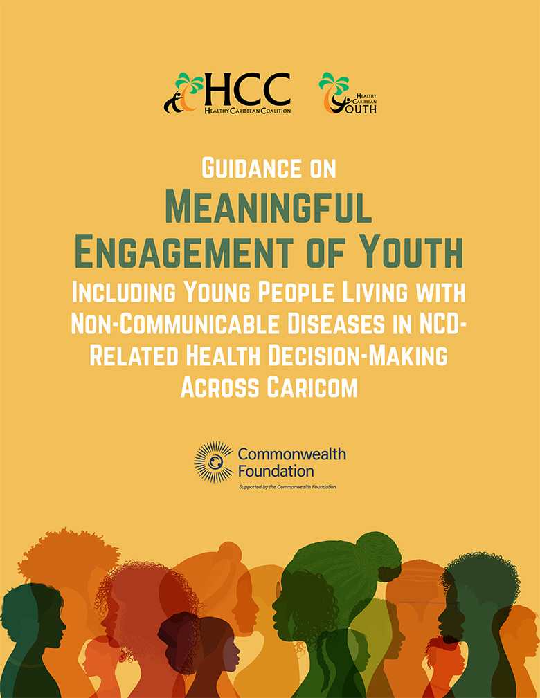 Document cover for Guidance on Meaningful Engagement of Youth by HCC, featuring colourful silhouettes of diverse young people across the bottom