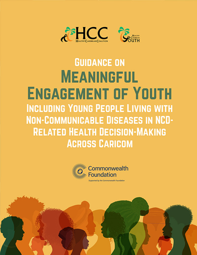 Document cover for Guidance on Meaningful Engagement of Youth by HCC, featuring colourful silhouettes of diverse young people across the bottom